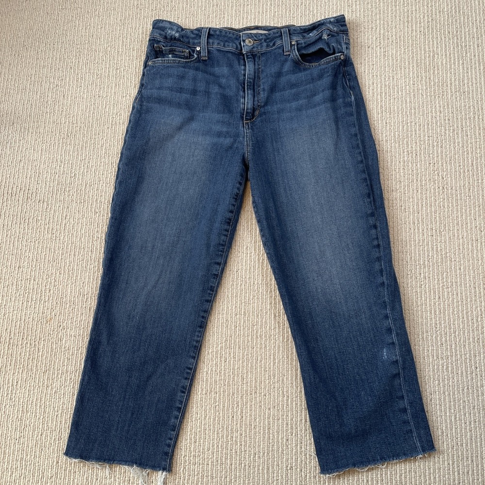 Joes Jeans Womens 32 Blue High Rise Straight Leg Crop Stretch Dark Wash Denim